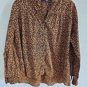 Uniqlo Studio Sanderson Collab Black and Mustard Yellow Floral Blouse Size XL